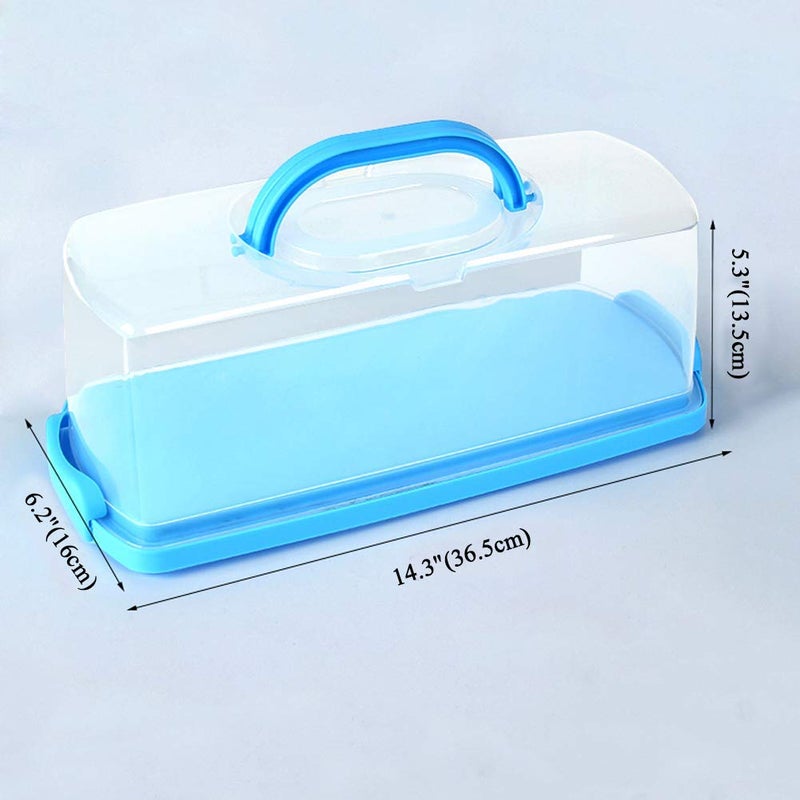 FEOOWV Portable Plastic Rectangular Loaf Bread Box with Transparent Lid, Bread Keeper for Carrying and Storing Loaf Cakes,Banana Bread,Pumpkin Bread,Quick Breads (Blue) - Image 2